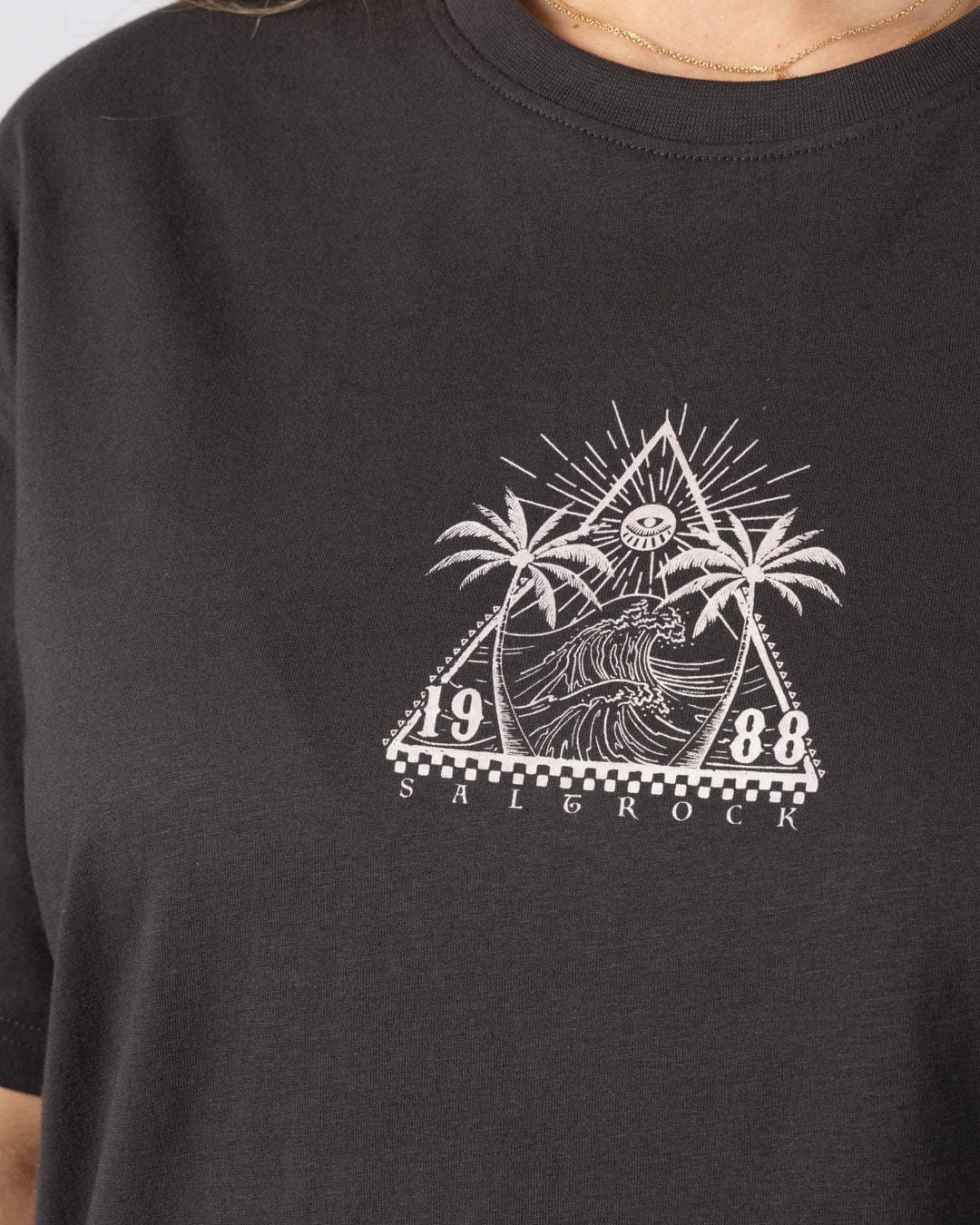 Free Wave Womens Oversized Short Sleeve T-Shirt in Dark Grey