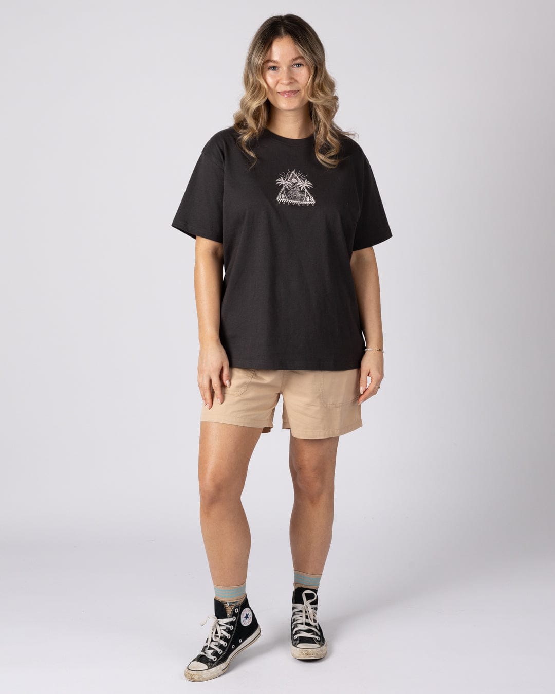 Free Wave Womens Oversized Short Sleeve T-Shirt in Dark Grey