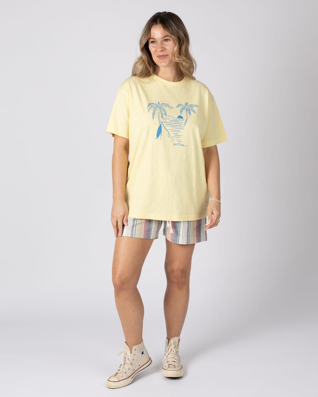 Saltwater Womens Short Sleeve T-Shirt in Light Yellow