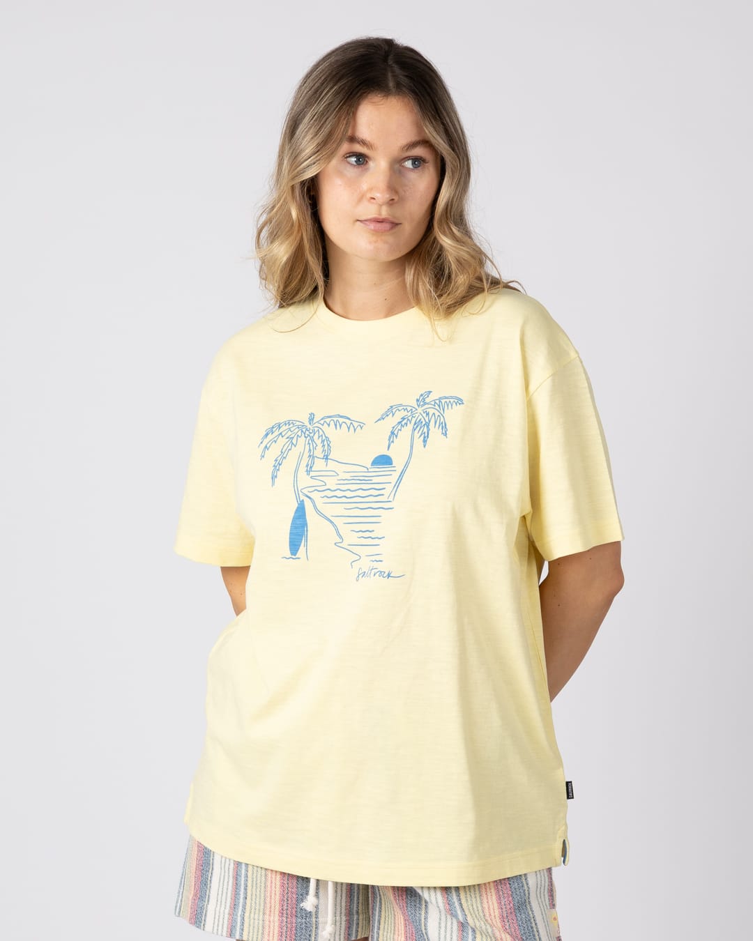 Saltwater Womens Short Sleeve T-Shirt in Light Yellow