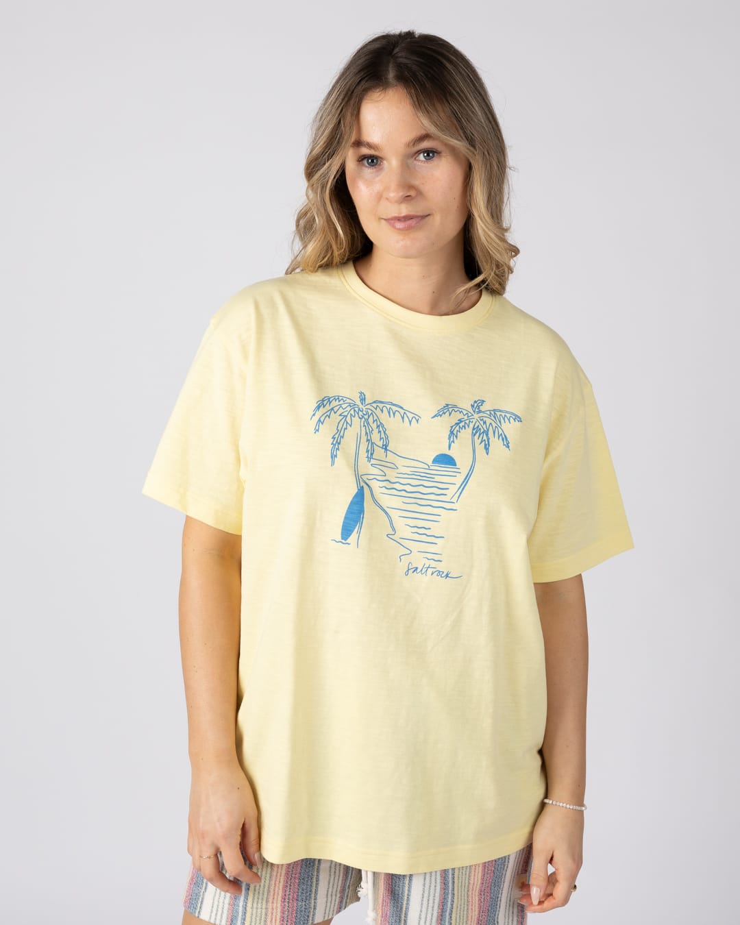 Saltwater Womens Short Sleeve T-Shirt in Light Yellow