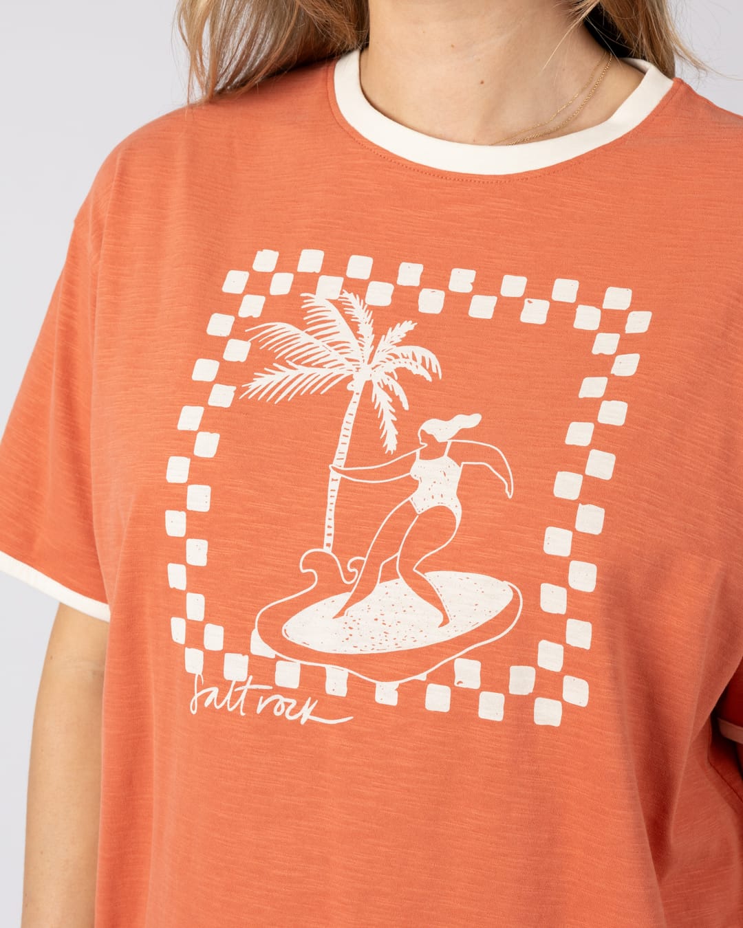 Waves For Days Womens Short Sleeve T-Shirt in Light Orange