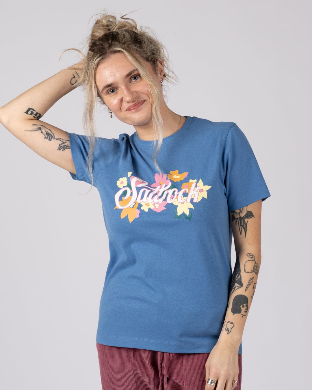Trader Daze Womens Short Sleeve T-Shirt in Bright Blue
