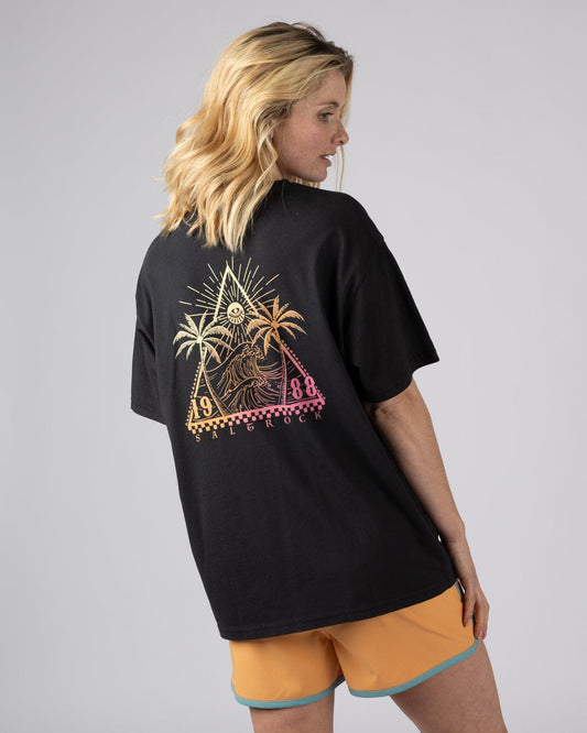 Free Wave Gradient - Womens Oversized Short Sleeve T-Shirt - Black