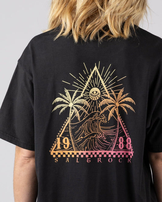 Free Wave Gradient - Womens Oversized Short Sleeve T-Shirt - Black