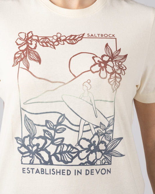 Happy Place Devon Womens Short Sleeve T-Shirt in Cream