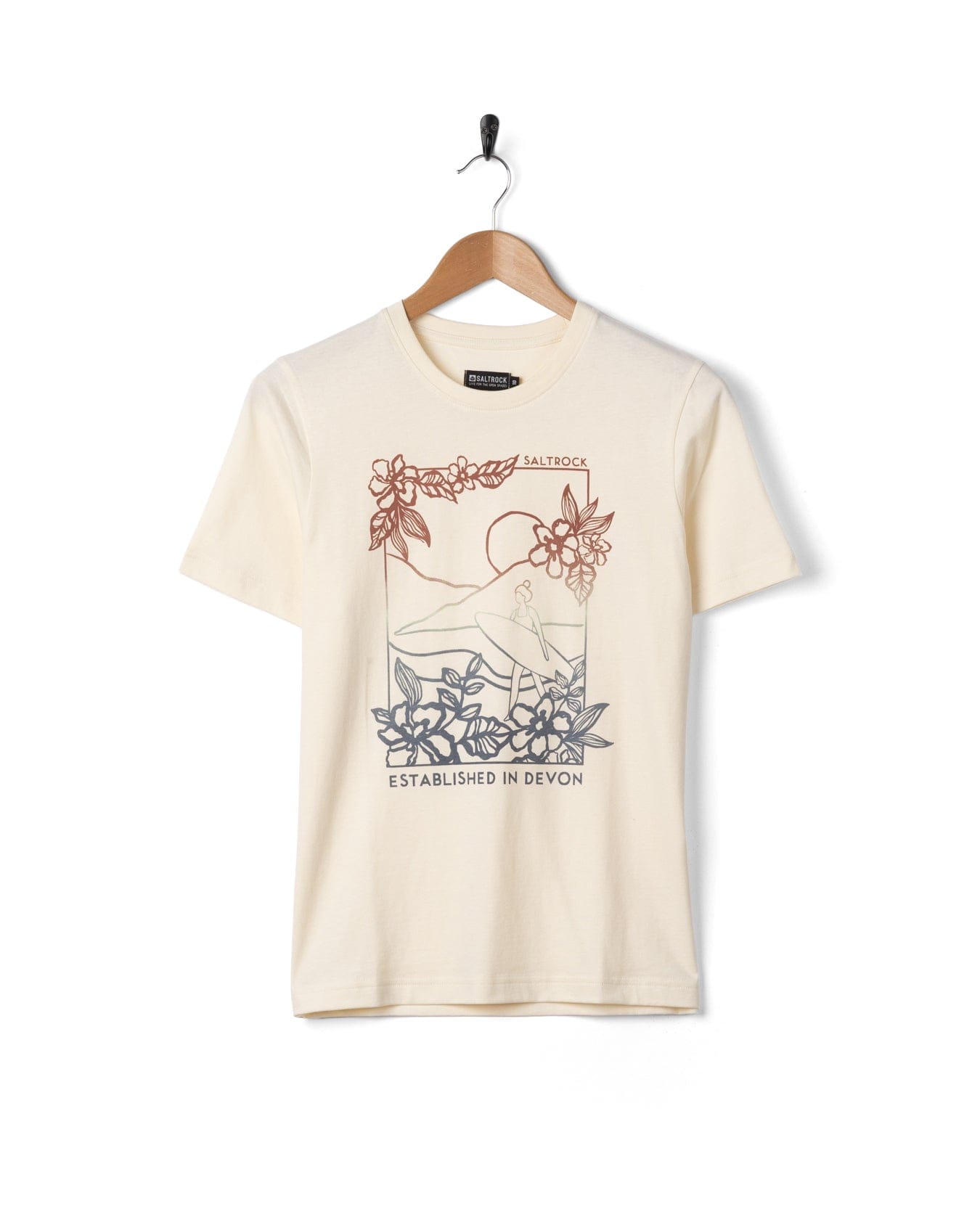 Happy Place Devon Womens Short Sleeve T-Shirt in Cream