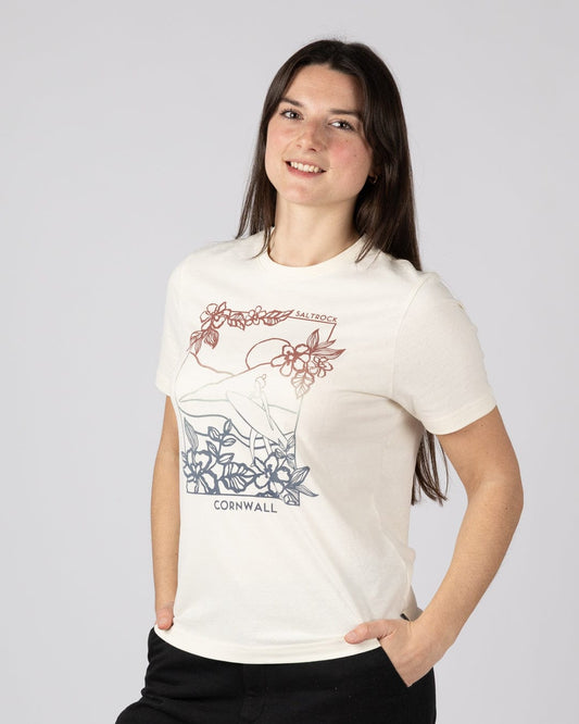 Happy Place Cornwall Womens Short Sleeve T-Shirt in Cream