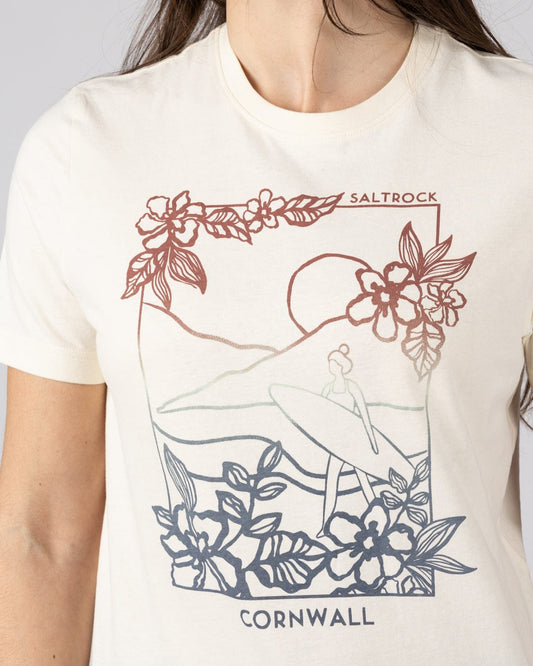 Happy Place Cornwall Womens Short Sleeve T-Shirt in Cream