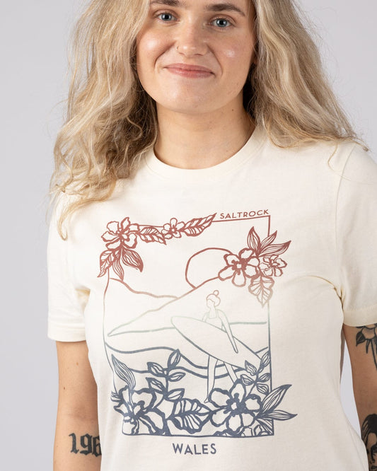 Happy Place Wales Womens Short Sleeve T-Shirt in Cream