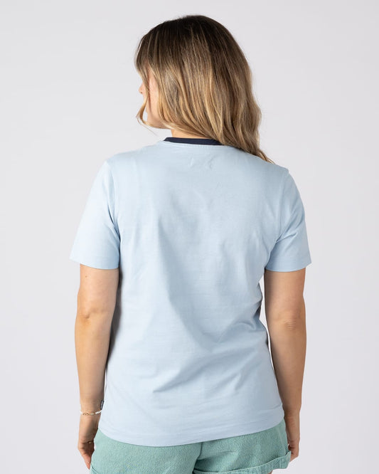 Beach Van Womens Short Sleeve Tee in Light Blue