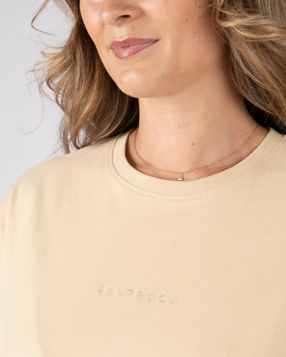 Perfect Set Womens Oversized Short Sleeve T-Shirt In Cream