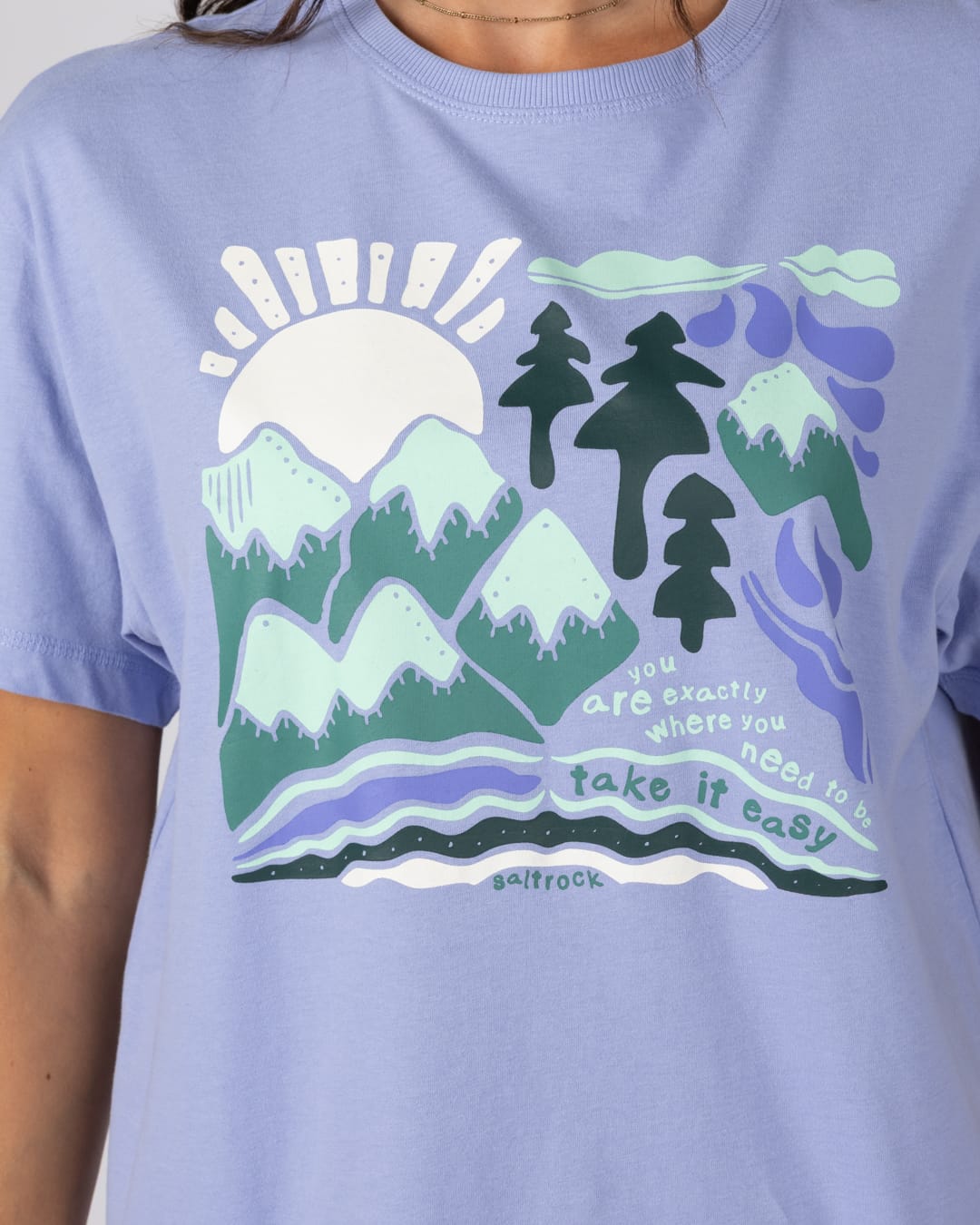 Take It Easy - Oversized S/S Tee - LIGHT BLUE