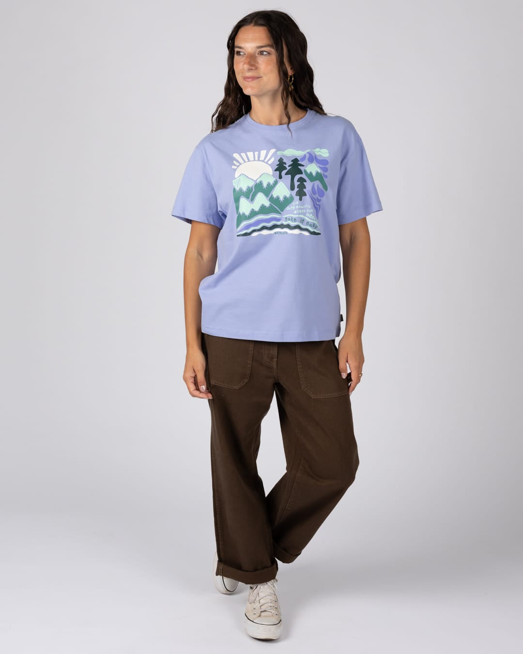 Take It Easy - Oversized S/S Tee - LIGHT BLUE