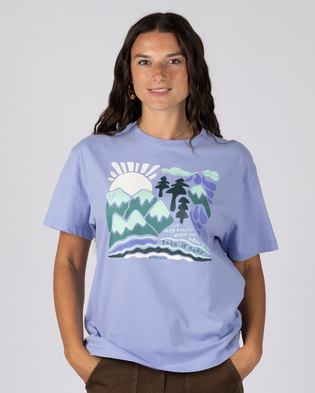 Take It Easy - Oversized S/S Tee - LIGHT BLUE