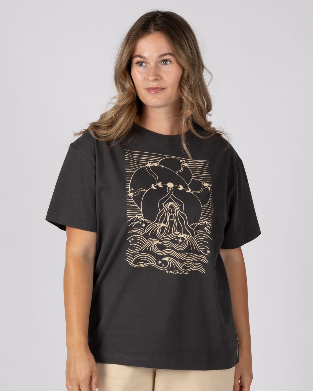 Calm Seas - Oversized S/S Tee - DARK GREY