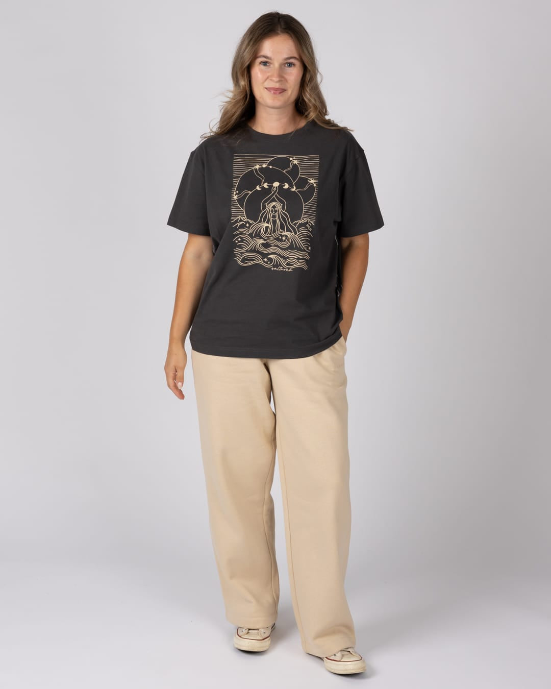 Calm Seas - Oversized S/S Tee - DARK GREY