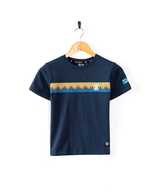 Wave Stripe - Kids Short Sleeve T-Shirt - Blue