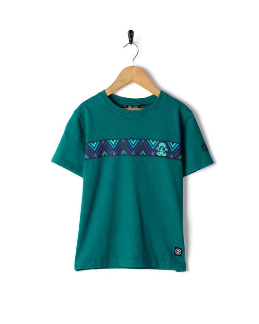 Treehouse Stripe - Kids Short Sleeve T-Shirt - Teal