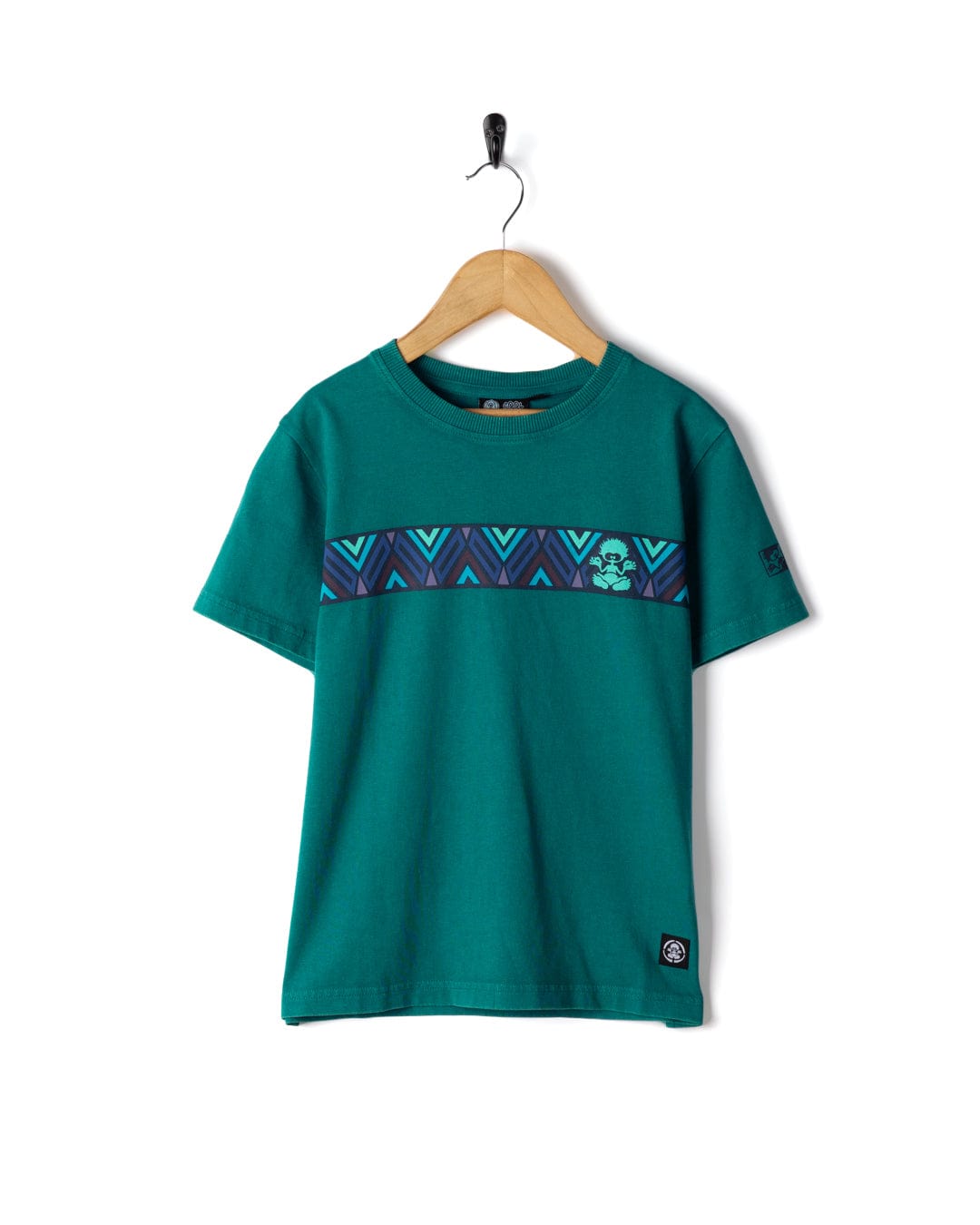 Treehouse Stripe - Kids Short Sleeve T-Shirt - Teal