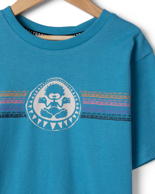 Origin Stripe - Kids Short Sleeve T-Shirt - Bright Blue