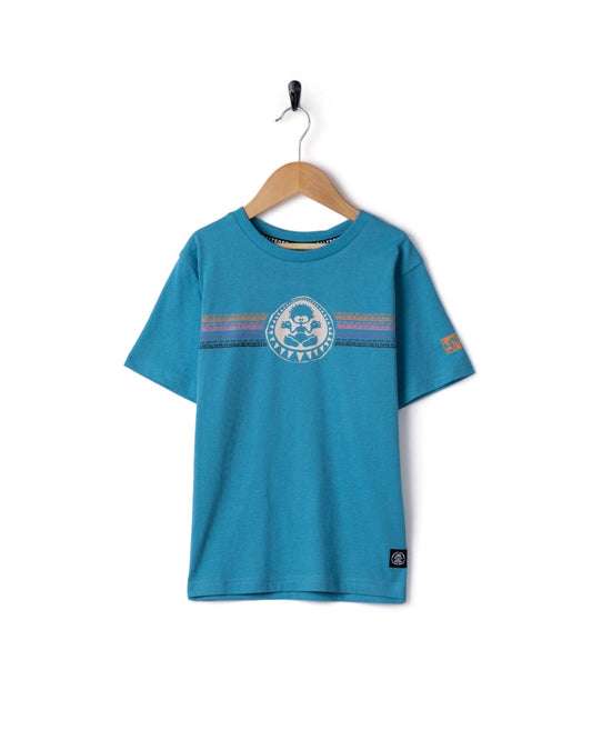 Origin Stripe - Kids Short Sleeve T-Shirt - Bright Blue