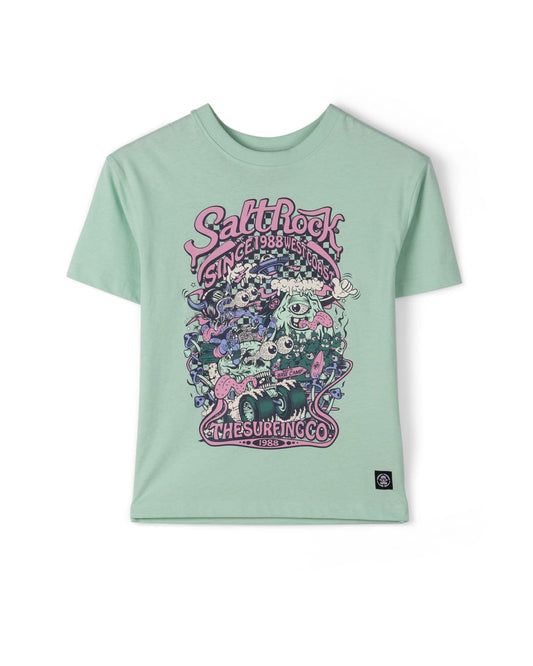Racing To Base Kinds Oversized Short Sleeve T-Shirt In Light Green