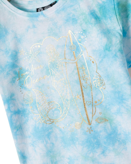 Mermaid Surf - Kids T-Shirt - Turquoise/White