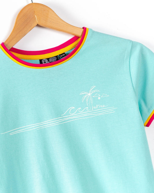 Ocean Stripe - Kids Short Sleeve T-Shirt - Turquoise