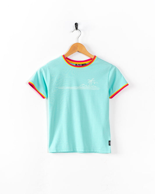 Ocean Stripe - Kids Short Sleeve T-Shirt - Turquoise