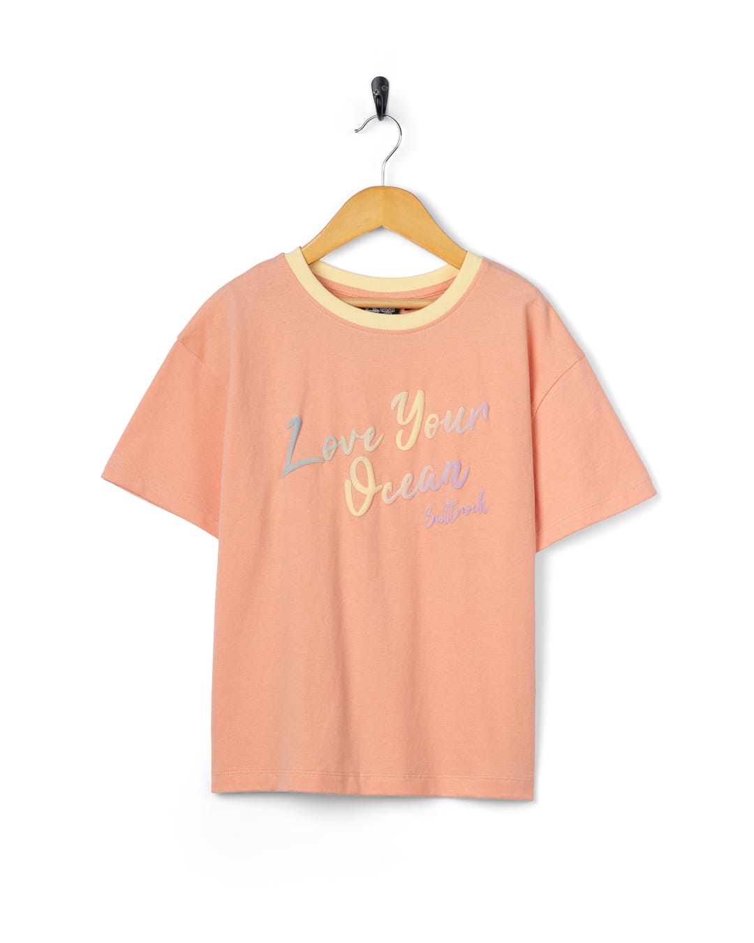 Rainbow Ocean Kids Short Sleeve T-Shirt in Light Pink