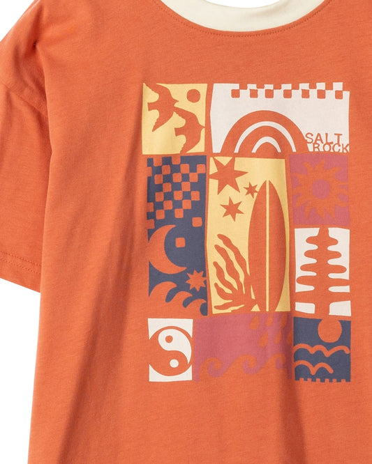 Mosaic Kids Cropped T-Shirt in Orange