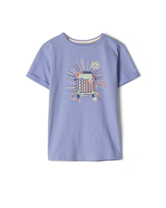 Patchwork Camper Kids T-Shirt in Lilac