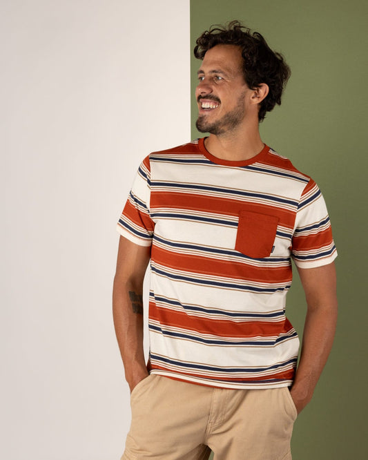 Race - Mens Striped T-Shirt - Orange