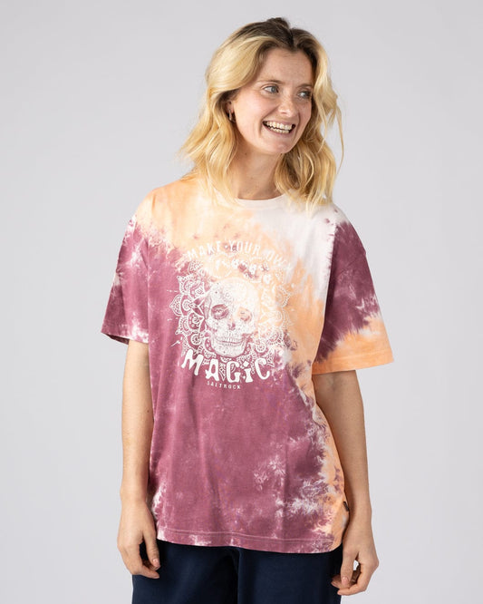 Make Magic Womens Oversized Tie Dye T-Shirt in Pink