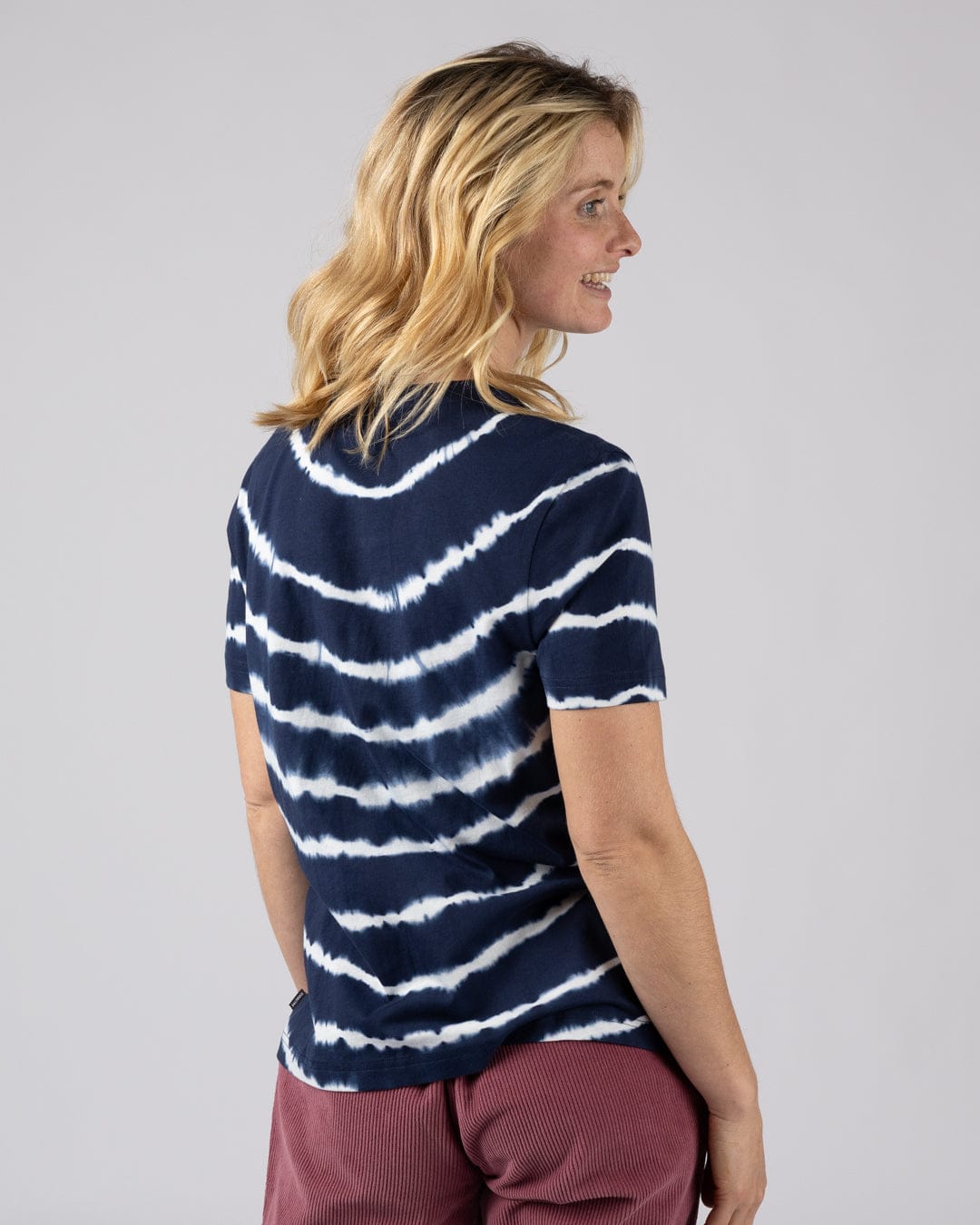 Love Your Ocean Womens Tie Dye Short Sleeve T-Shirt in Blue/White