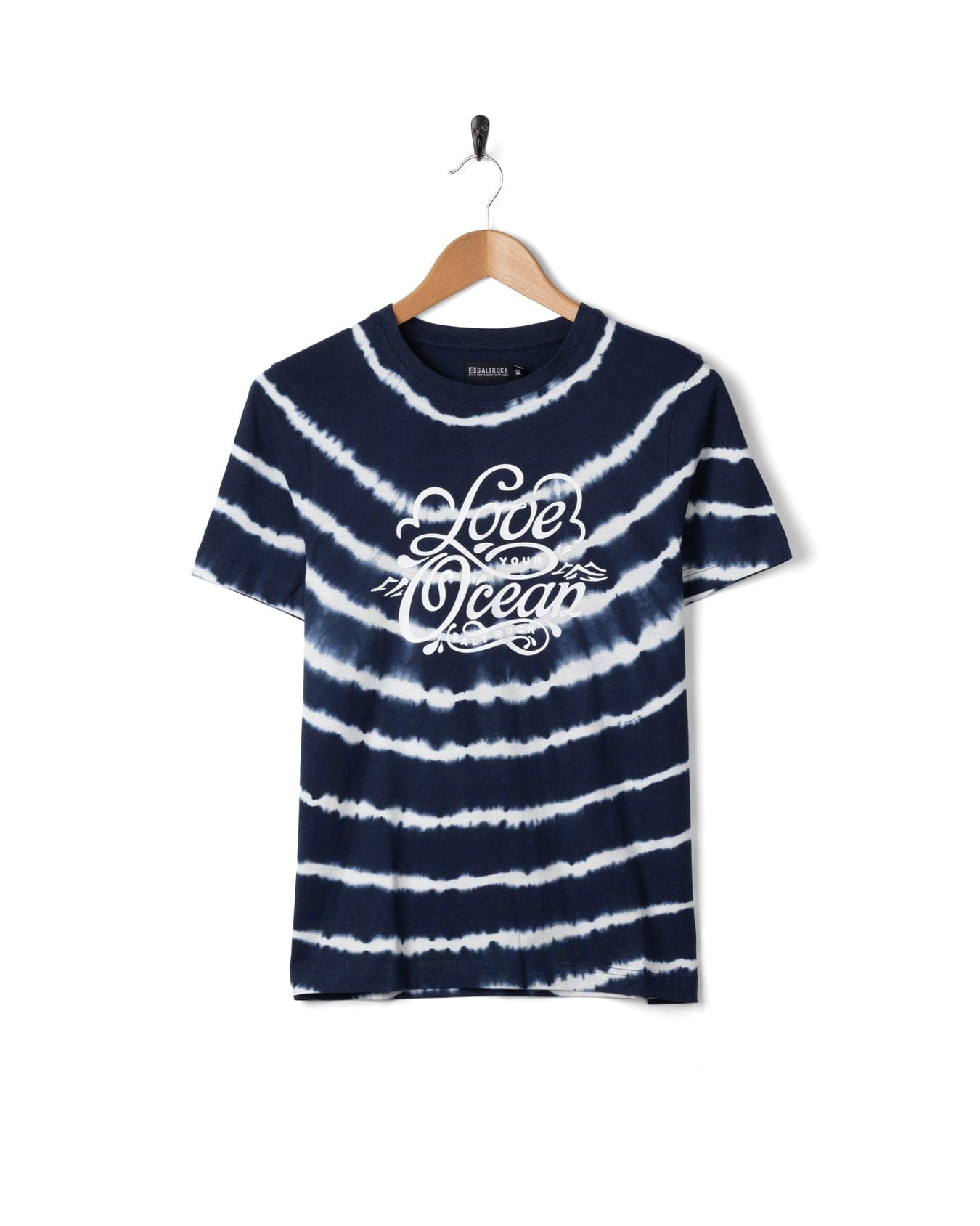 Love Your Ocean Womens Tie Dye Short Sleeve T-Shirt in Blue/White