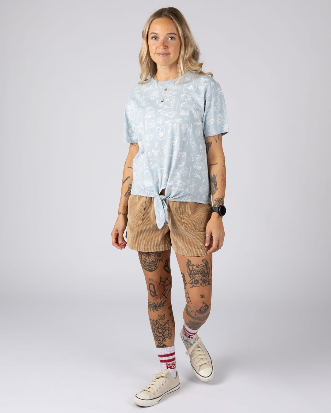 Island Life Womens Short Sleeve Tee in Light Blue