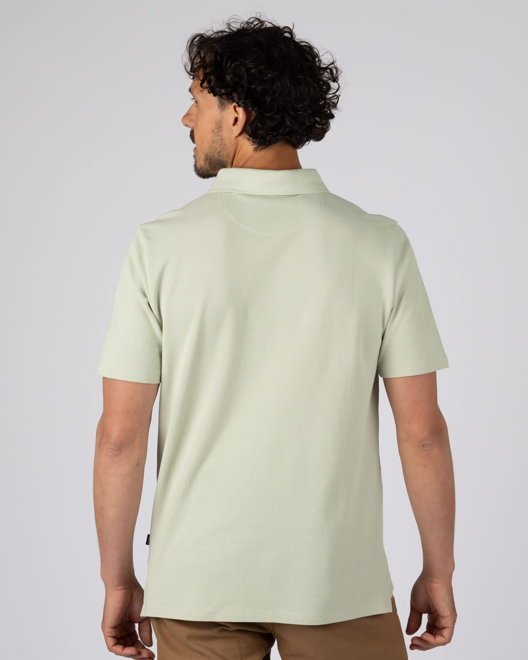 Script Mens Polo in Short Sleeve In Light Green