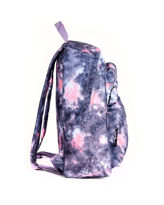 A Saltrock-branded Uni-Vision - Backpack - Pink/Purple featuring a tie-dye pattern and convenient front pockets.