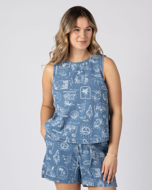 Island Life Womens Vest in Blue