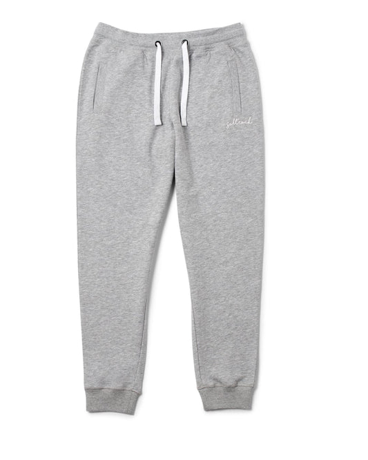 Velator joggers in grey, with drawstring and cuffed ankles, featuring Saltrock branding, displayed on a white background.