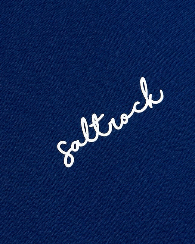 The Saltrock Velator - Womens Short Sleeve T-Shirt - Navy is written in white on a blue background.
