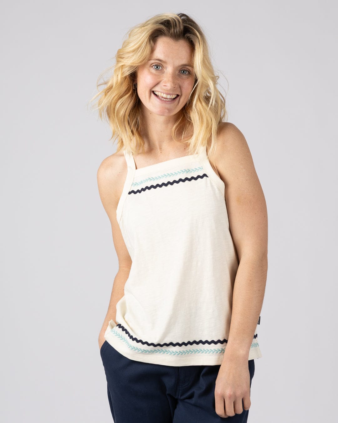 Talwyn Womens Slub Vest in Cream