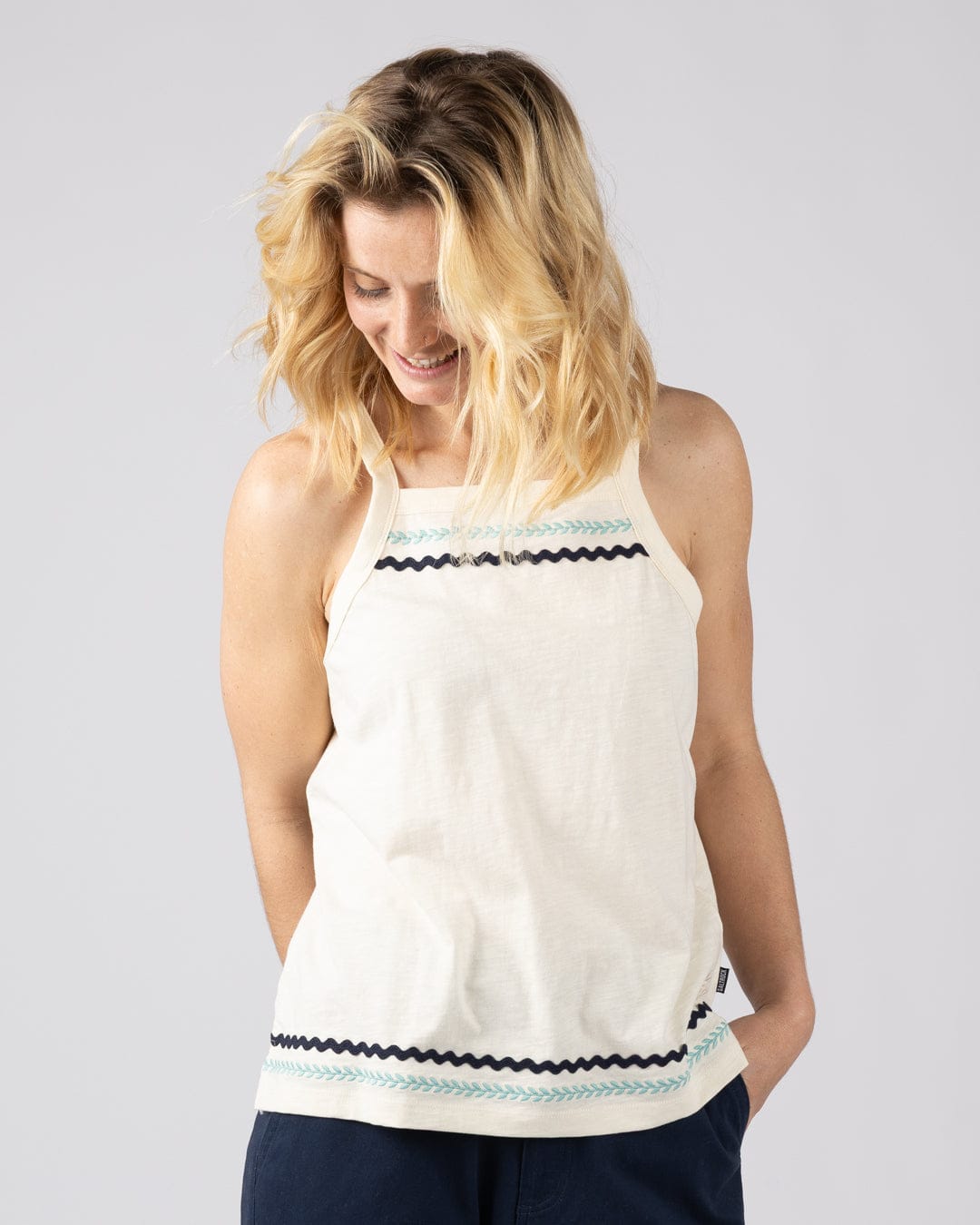 Talwyn Womens Slub Vest in Cream