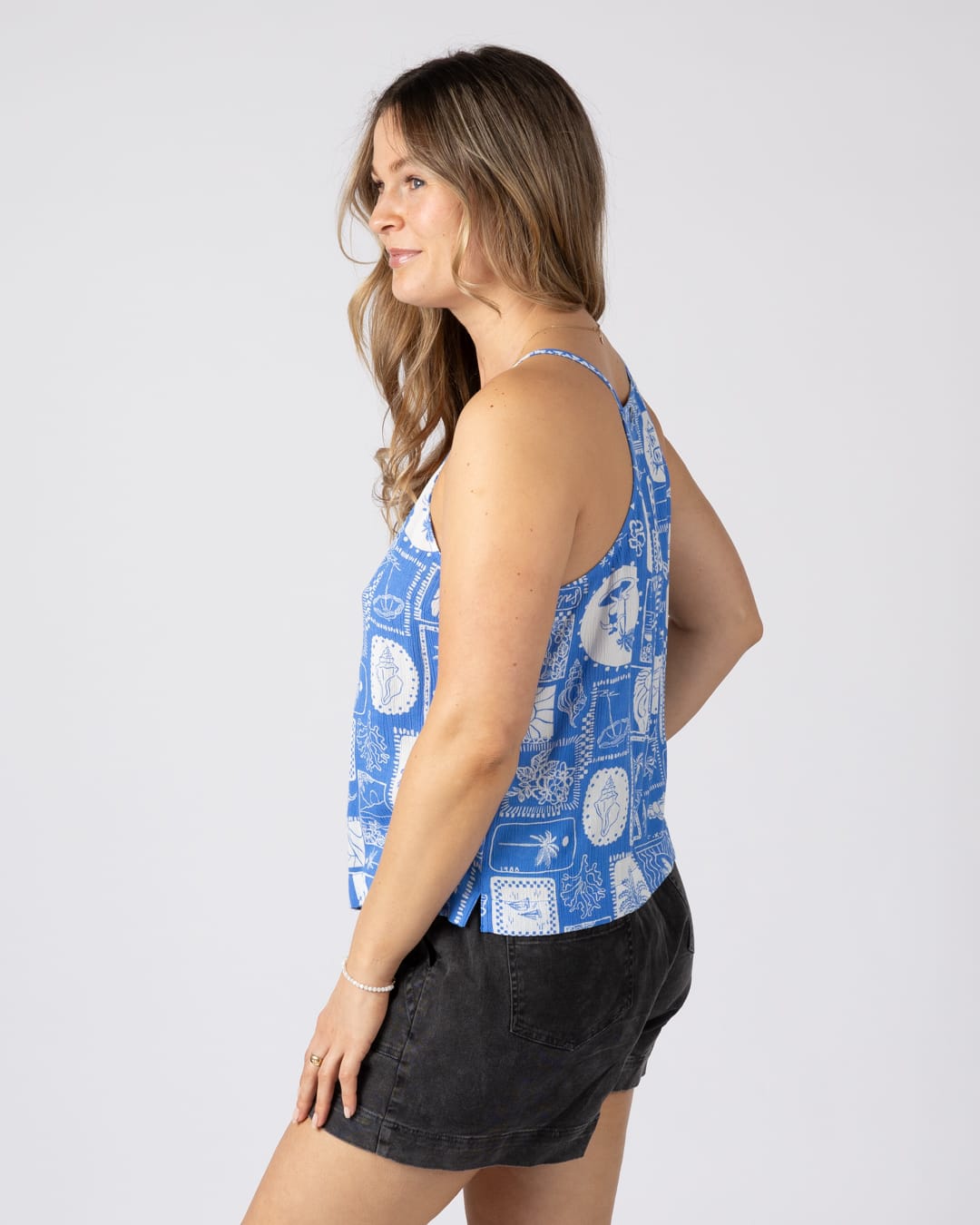 Island Tile Womens Vest in Bright Blue