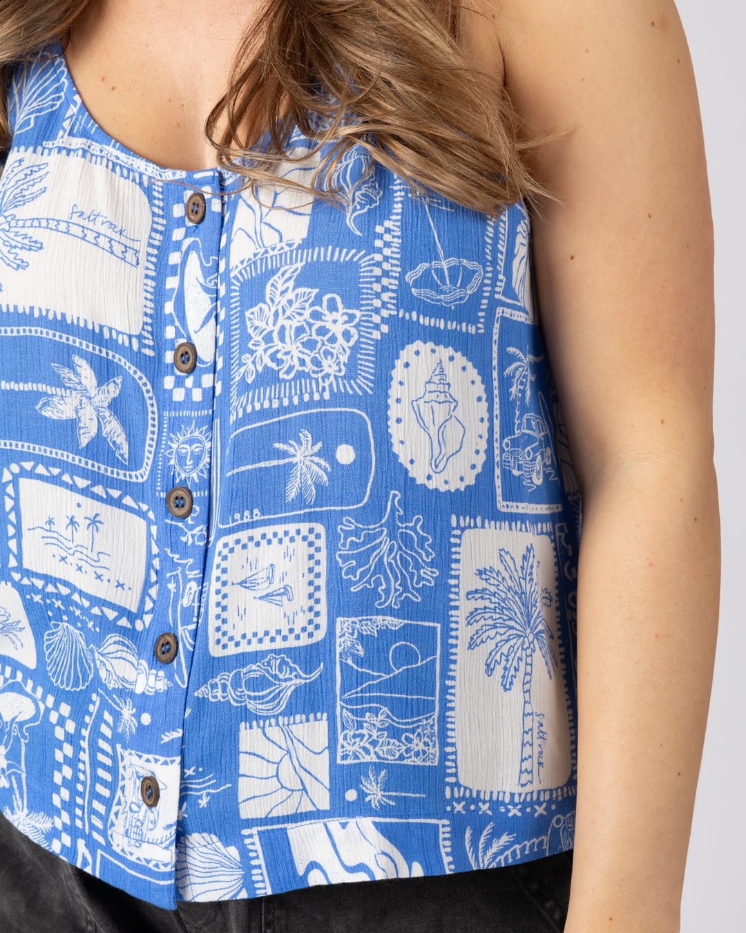 Island Tile Womens Vest in Bright Blue