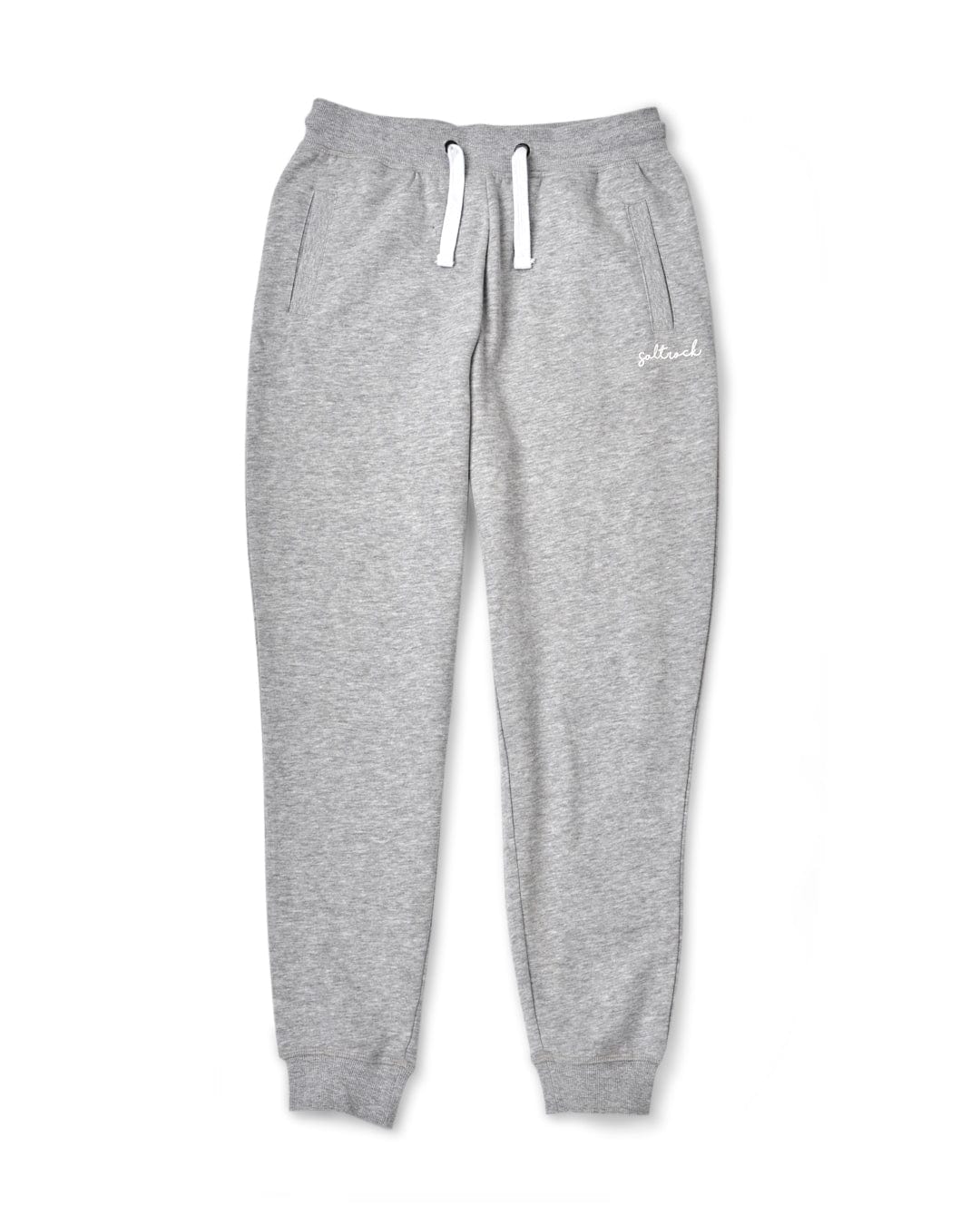 A pair of grey Velator - Womens Joggers with a white Saltrock logo.