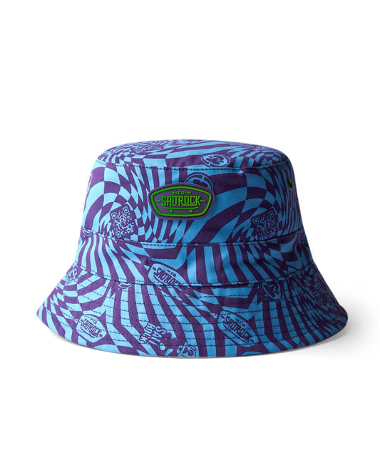 Patterned blue Saltrock Warp Icon - Kids Bucket Hat - Blue on a white background.