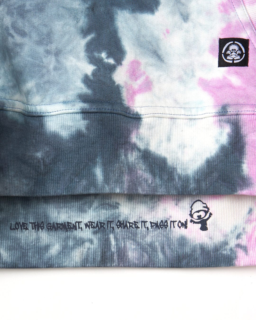 A Wave Rider Cornwall - Kids Tie Dye Pop Hoodie in pink and blue made of cotton fabric by Saltrock.
